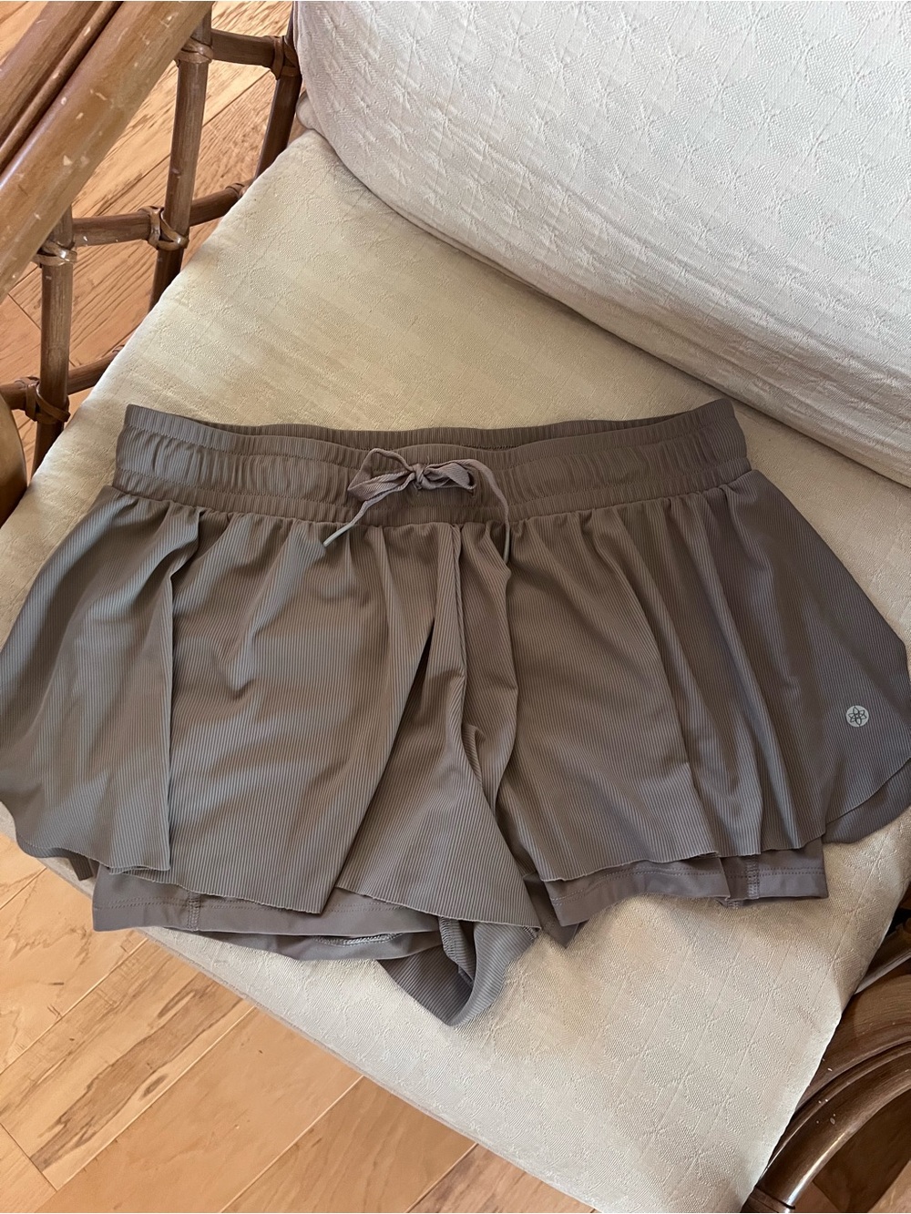 Women’s Athletic Drawstring Shorts — Taupe
